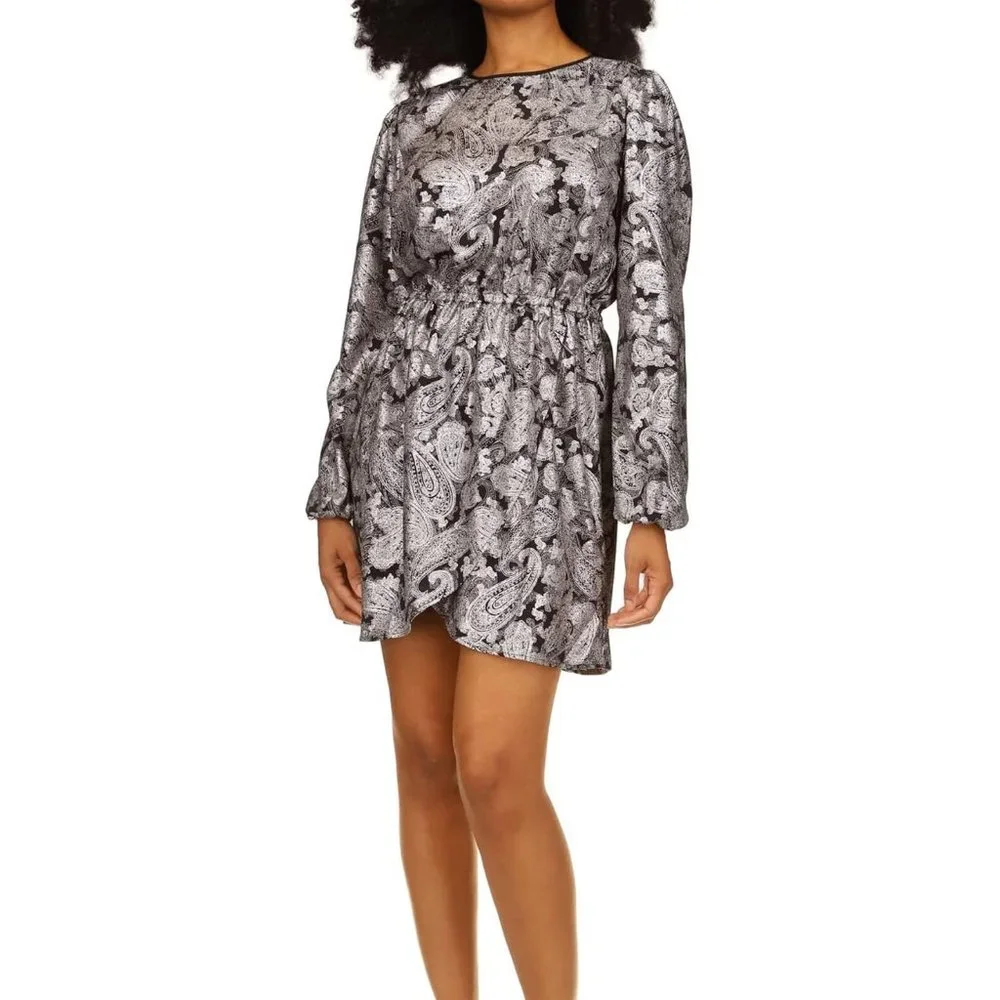 MICHAEL MICHAEL KORS Metallic Paisley Crepe Mini Dress - Picture 2 of 5